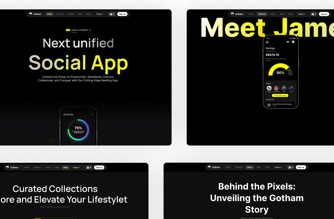 App Webflow Template - Gotham - Created by Wedoflow.com and Azwedo.com